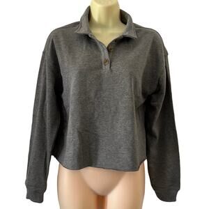 Wild Fable Gray Ling Sleeve Knit Cropped Top Juniors Size Small